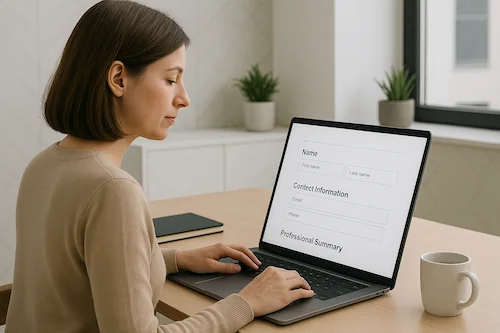 Step to Add Personal and Professional Info - Fill out your basic details, including name, contact information, and a professional summary to create a personalized online portfolio tailored to your career goals.